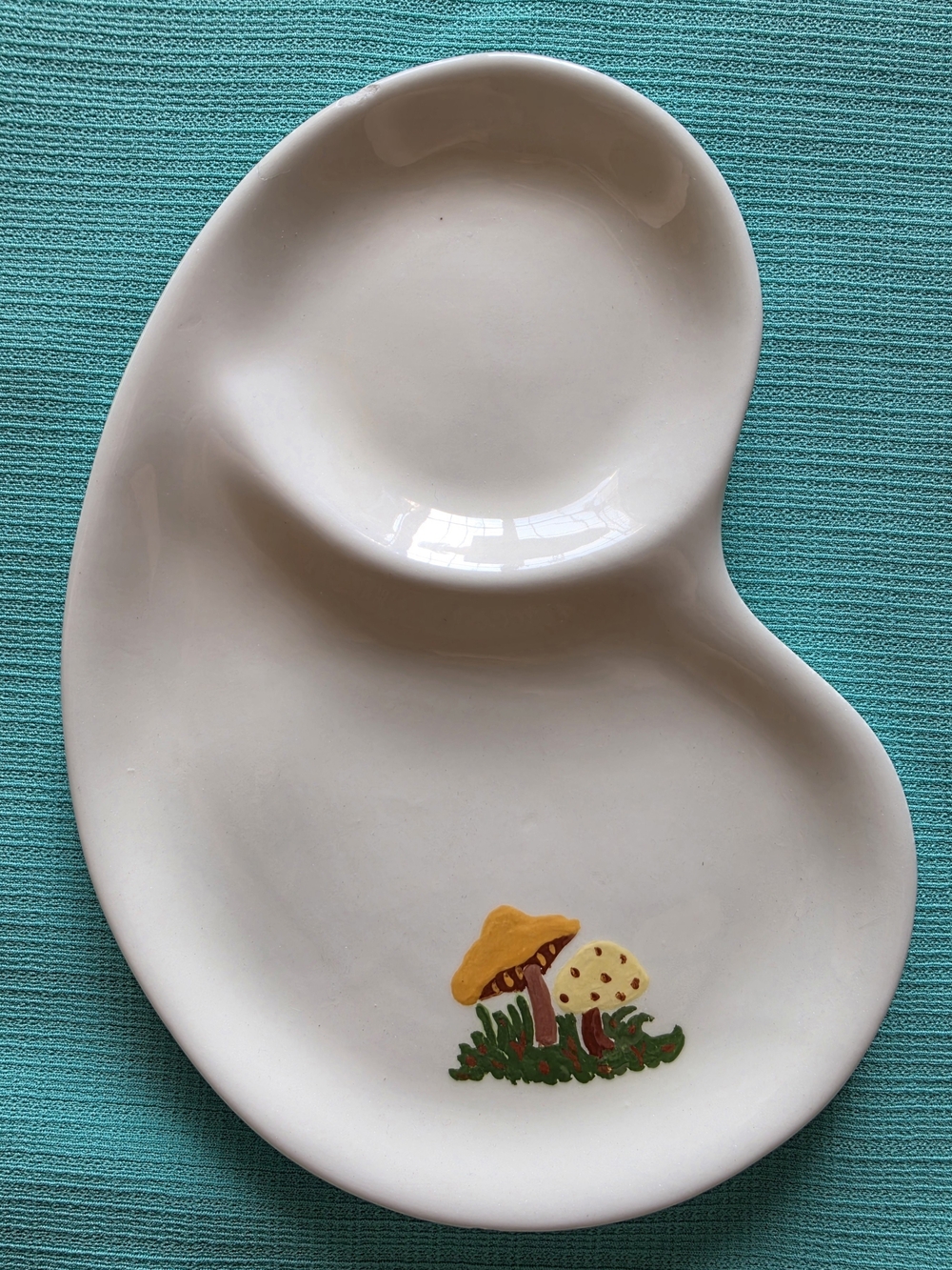 Hand-Painted White Ceramic Mushroom Accent Tray